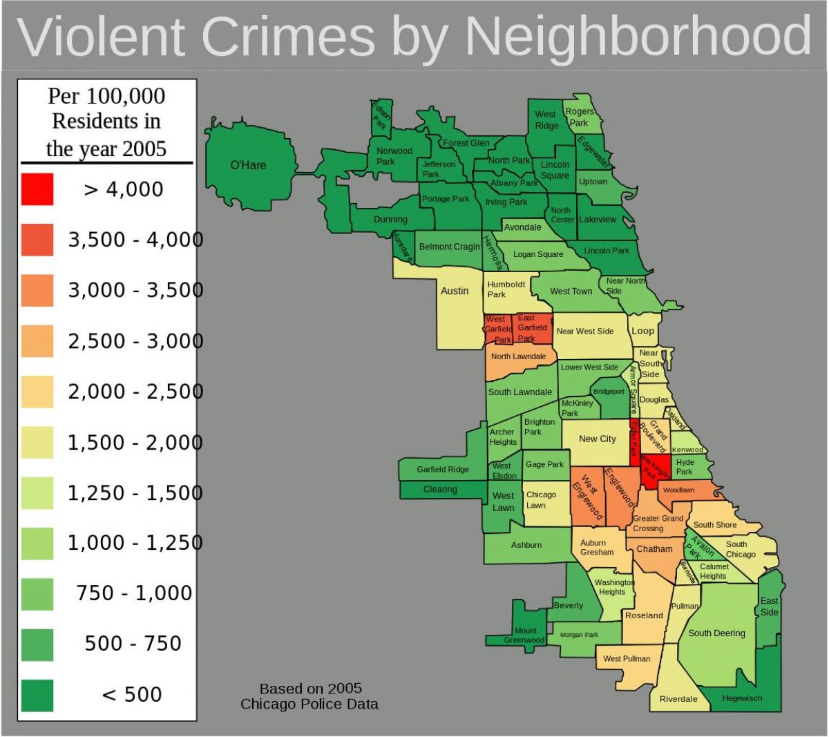 rossz a területeken, Chicago térkép