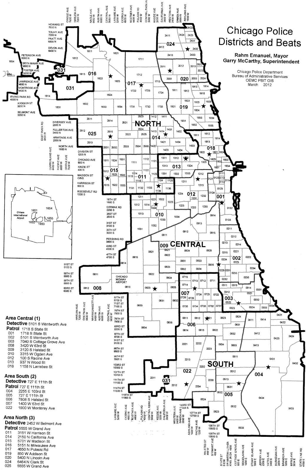 a rendőrség kerületek térkép Chicago