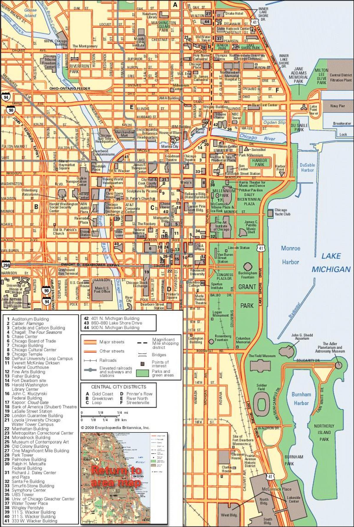 térkép Chicago belvárosában