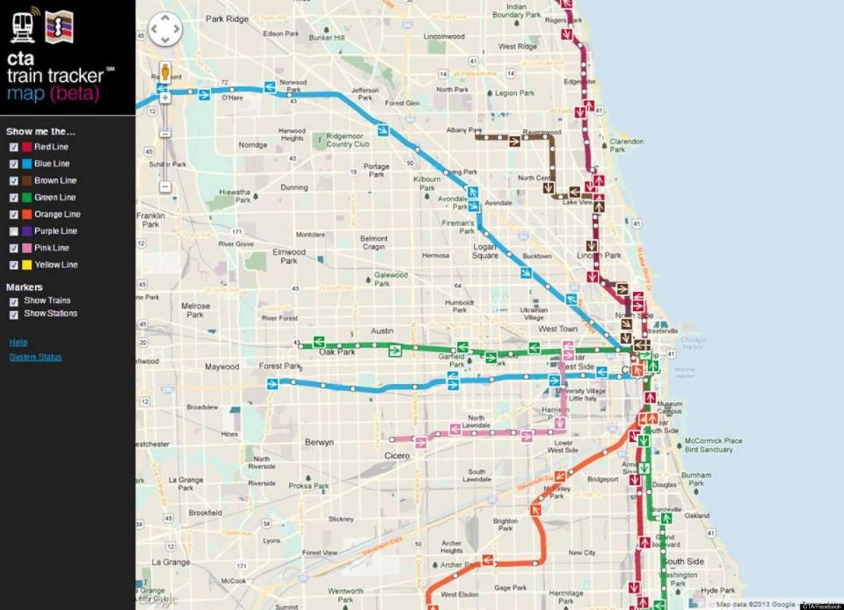 Chicago cta vonat térkép