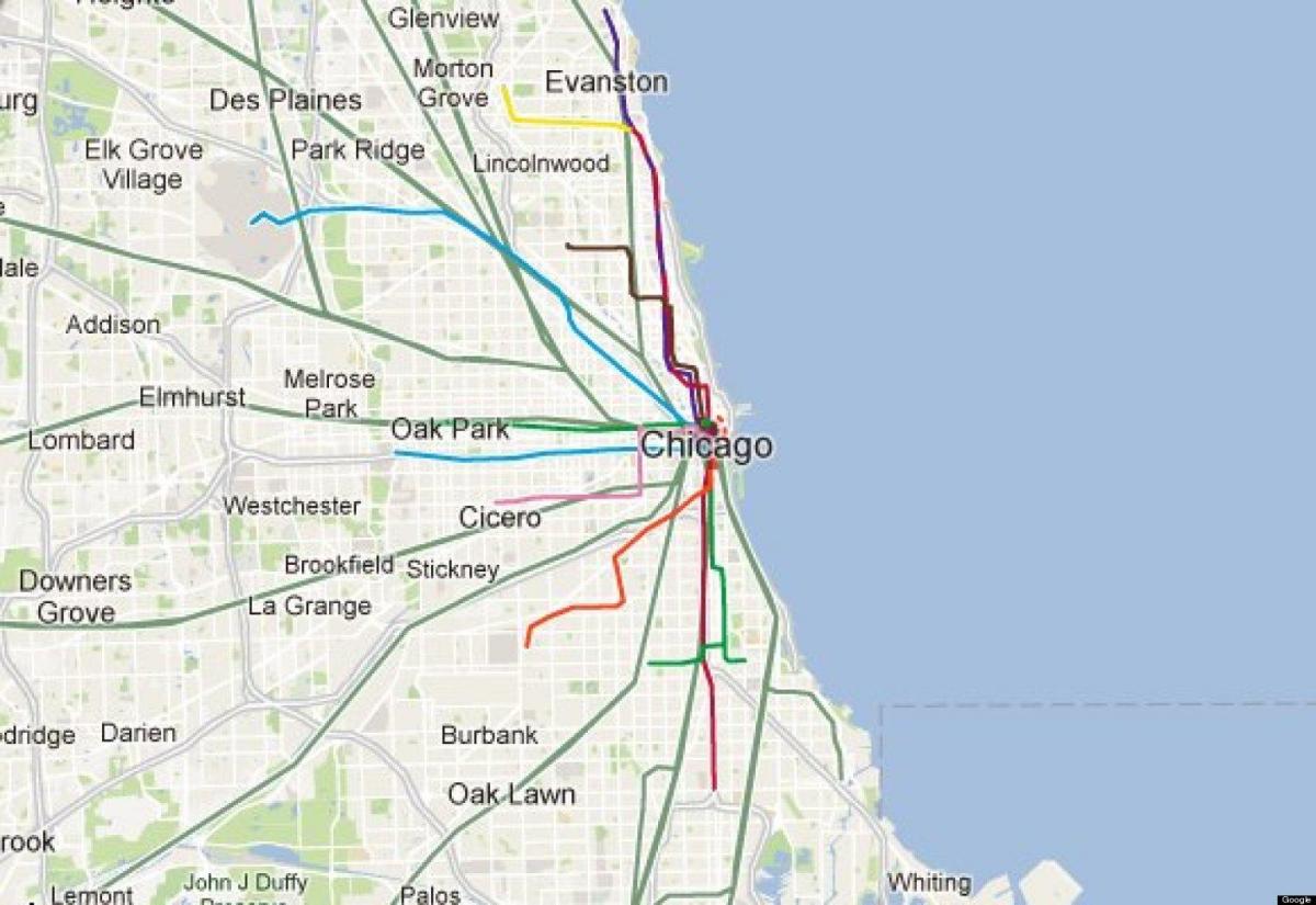 Chicago-kék metró térkép