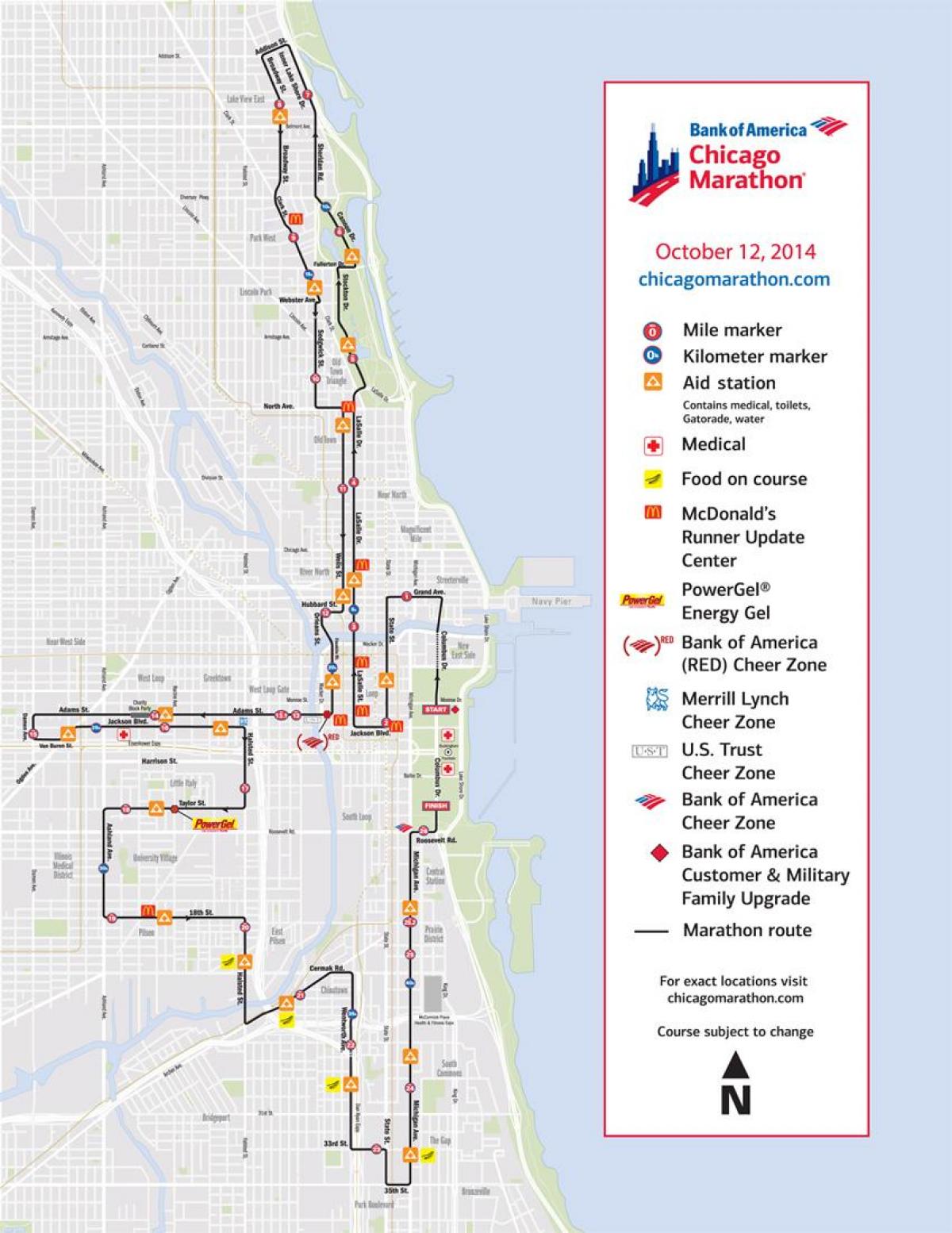 Chicago marathon verseny térkép