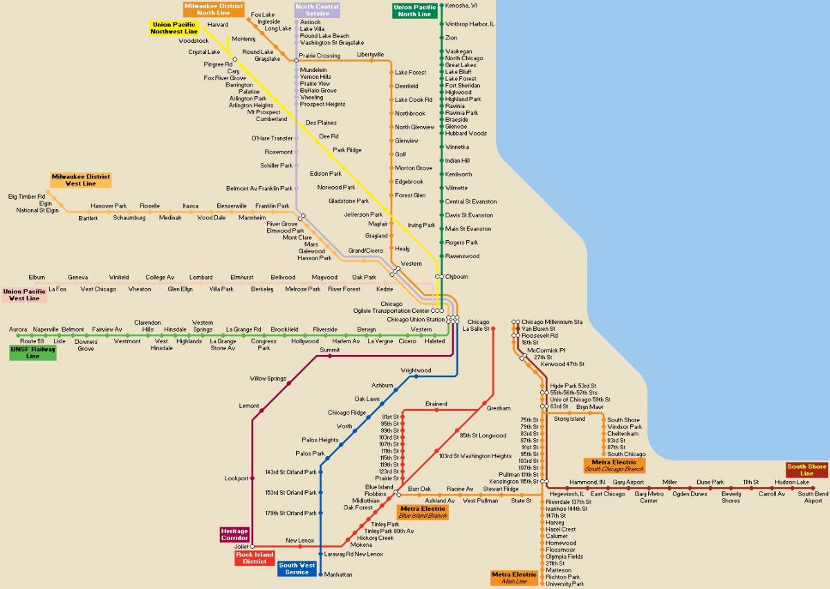 Chicago tömegközlekedési térképe