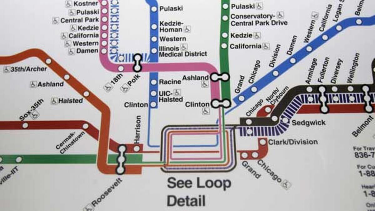 Chicago metró térkép kék vonal