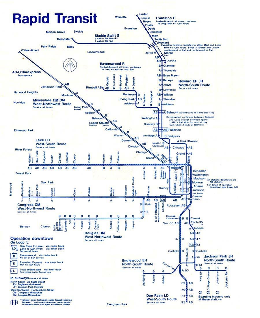 térkép kék vonal Chicago