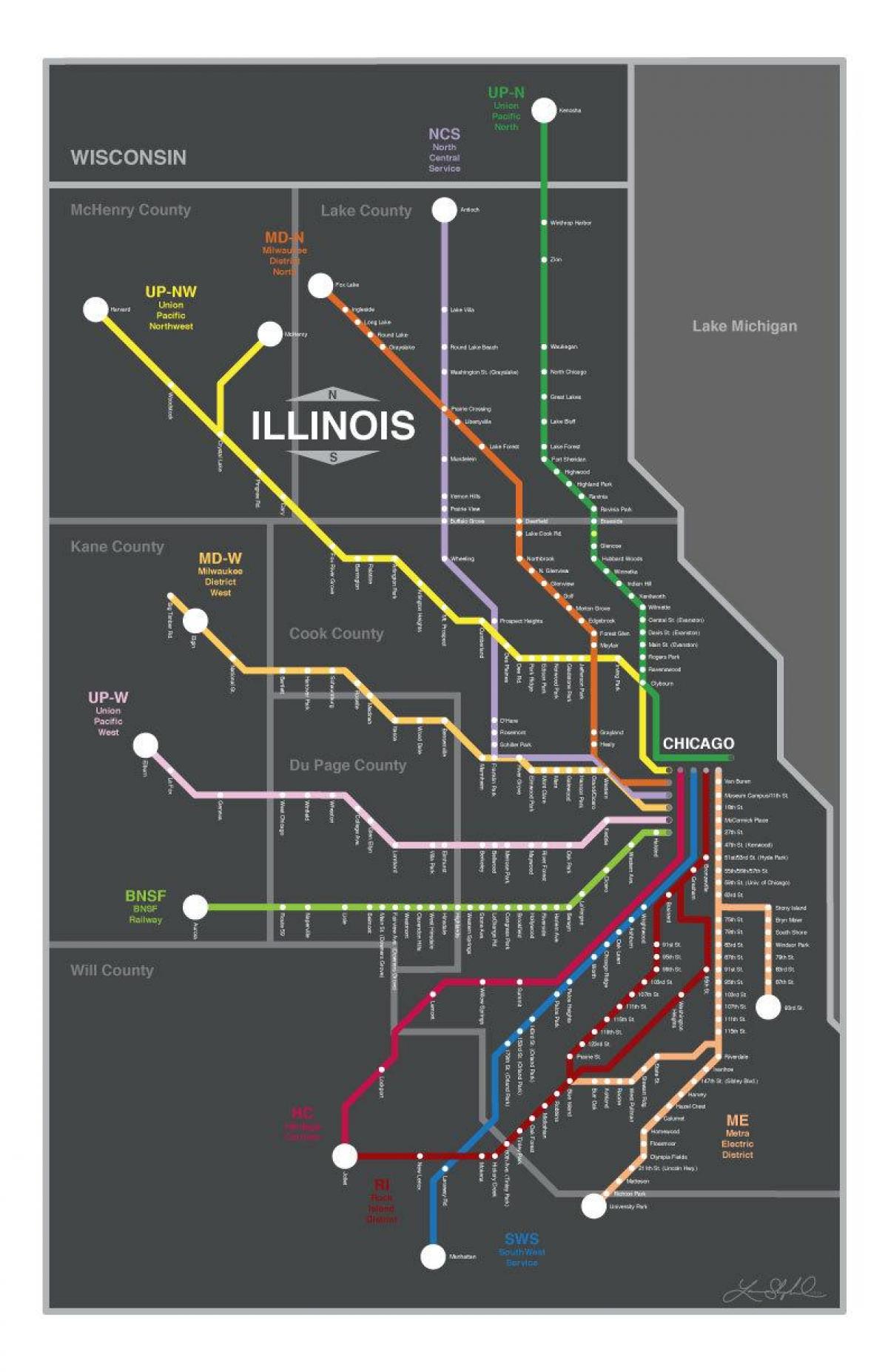 metra térkép Chicago