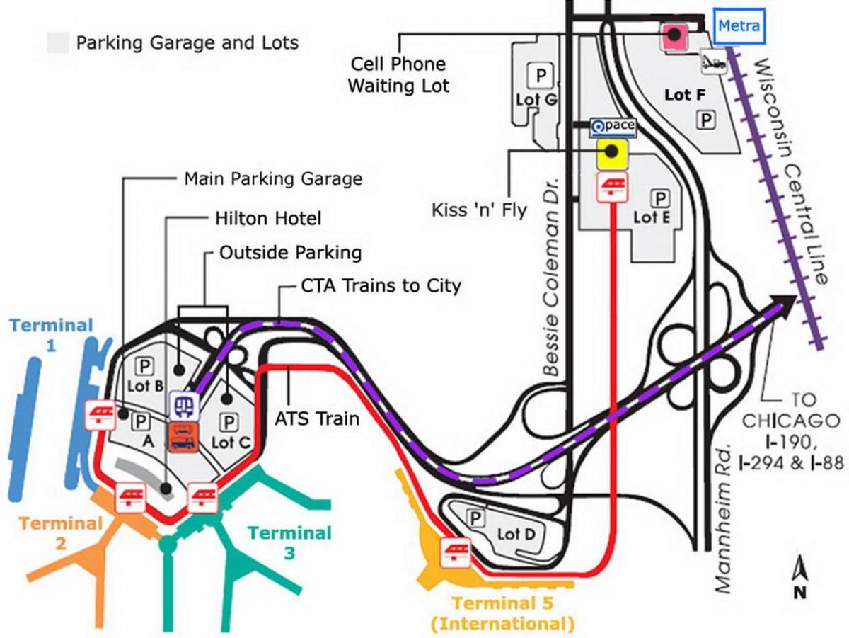 Chicago O Hare parkolás térkép