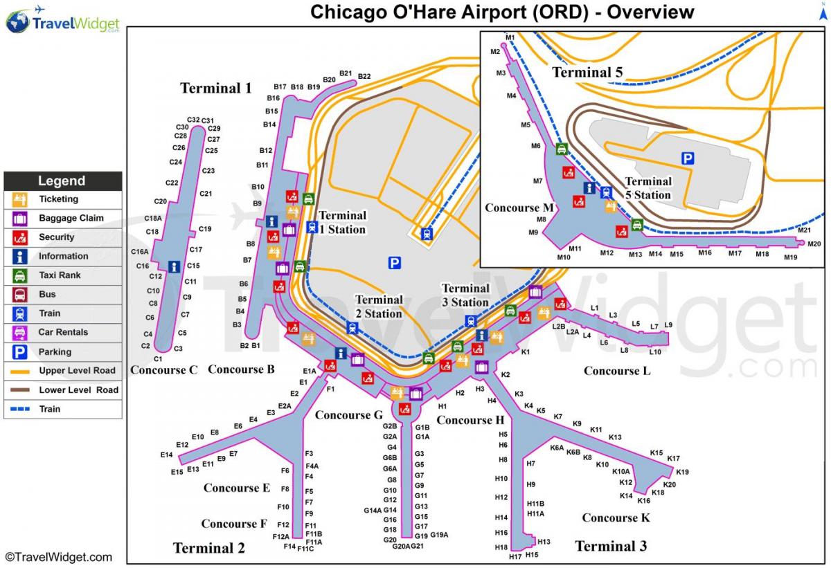 térkép Chicago O Hare repülőtér