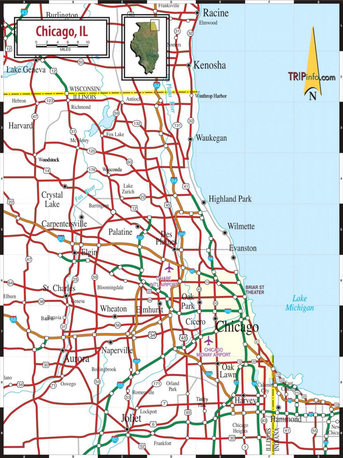 térkép Chicago, il