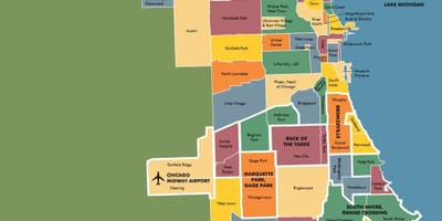 Térkép városrészek Chicagóban