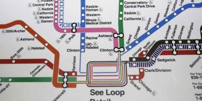 Chicago metró térkép kék vonal