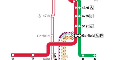 Chicago vonat térképen piros vonal