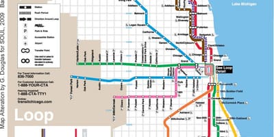 Chicago vonat térkép kék vonal
