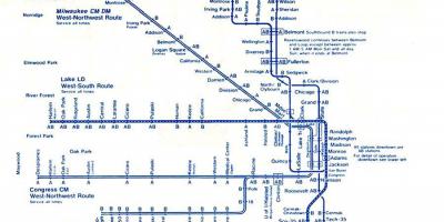 Térkép kék vonal Chicago
