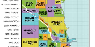 A városrészek, a Chicago térkép