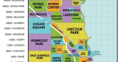 A városrészek, a Chicago térkép